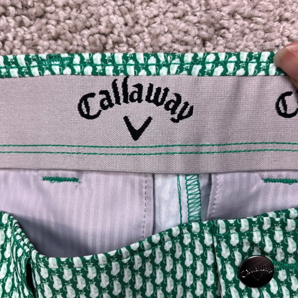 Callaway Shorts Mens 30 Green Geomentric Stretch Waistband Opti-Dri Performance
